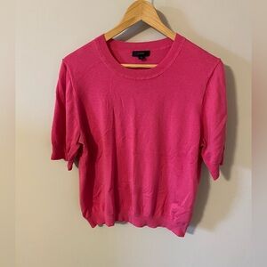 J. Crew Short-sleeve Silk-blend Crewneck Sweater Bright Pink XL
